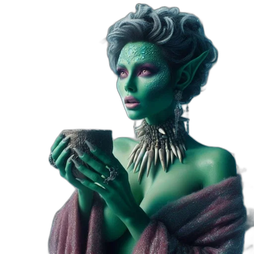 jewelry, creature, fantasy art, concept art, comic book art, photorealistic, outer space, green transparent PNG cut-out