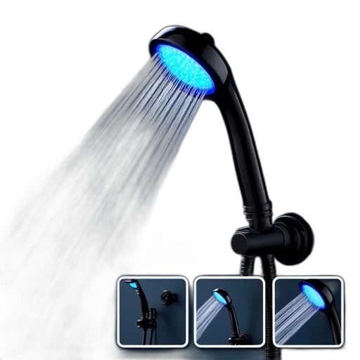 staff, close-up, image, black, blue, shower, head, hose transparent PNG cut-out