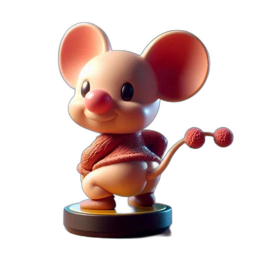 animal, 3d render, concept art, 3d-rendered, mouse, figurine, wearing, textured transparent PNG cut-out