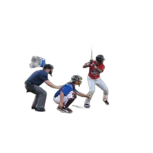 3d render, baseball, player, red, bat, catcher, umpire, behind transparent PNG cut-out