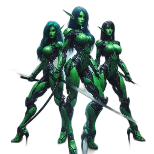 concept art, fantasy art, comic book art, pixel art, green, three, rain-soaked, alien-like transparent PNG cut-out