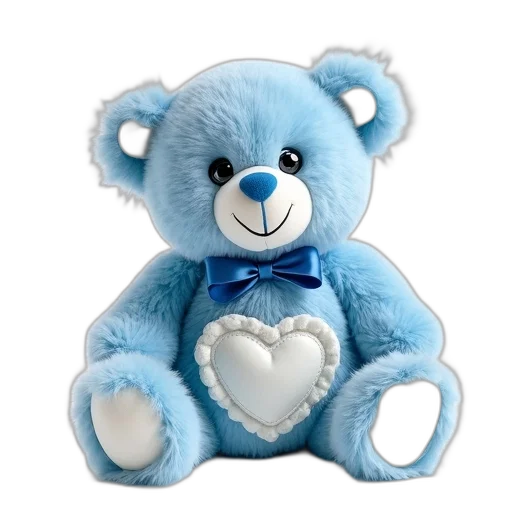 plush, teddy, bear, blue, bow, tie, heart-shaped, tag transparent PNG cut-out