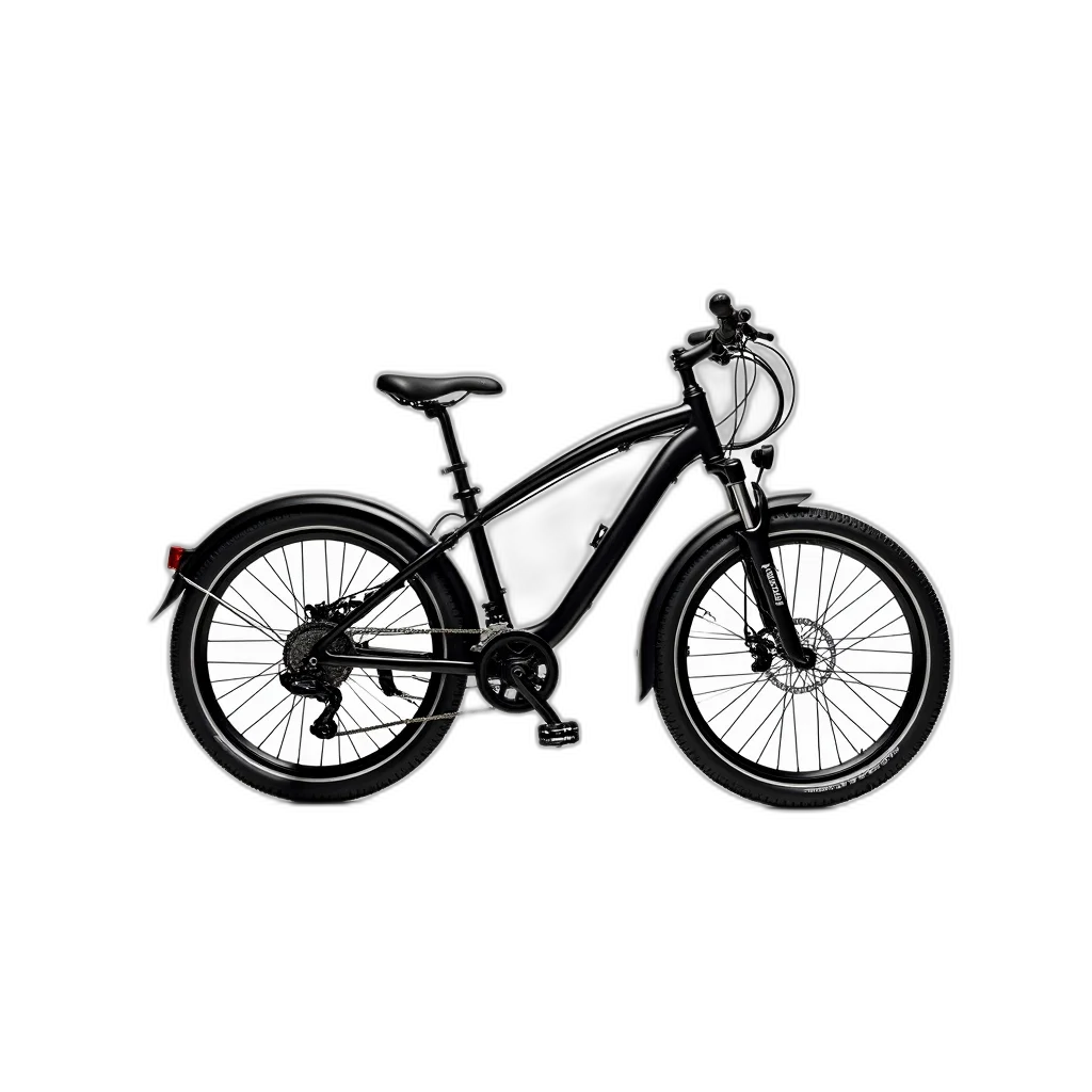 3d render, photorealistic, mountain, bike, black, frame, tires, displayed transparent PNG cut-out