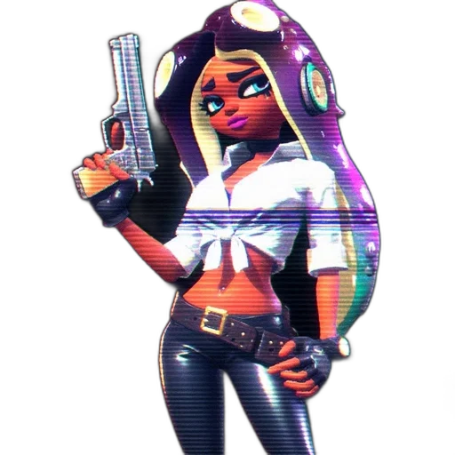 weapon, staff, jacket, robot, pixel art, vaporwave, cyberpunk, concept art transparent PNG cut-out