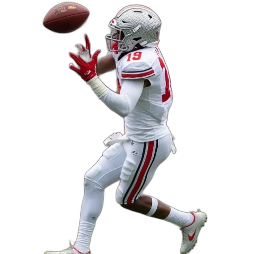 football, player, white, uniform, number, process, catching, ball transparent PNG cut-out