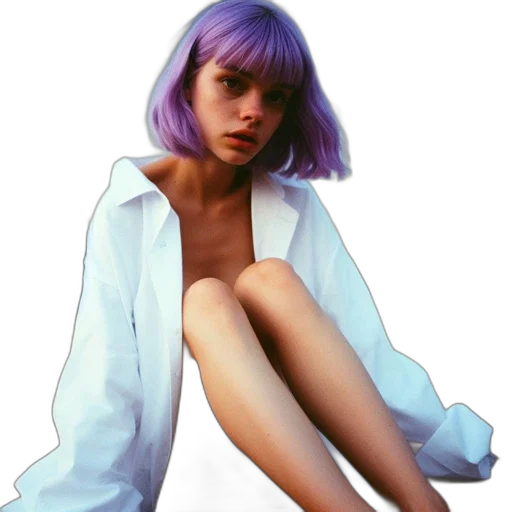 jacket, dress, hair, face, photorealistic, vaporwave, cyberpunk, concept art transparent PNG cut-out