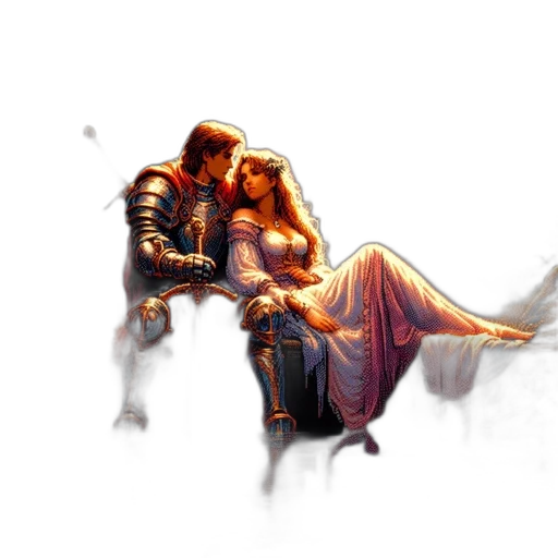 sword, crown, fantasy art, concept art, pixel art, comic book art, fire, fog transparent PNG cut-out