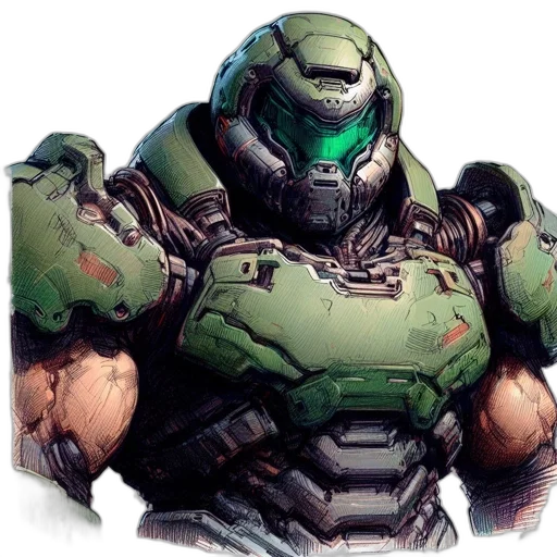 robot, face, weapon, creature, concept art, comic book art, 3d render, photorealistic transparent PNG cut-out