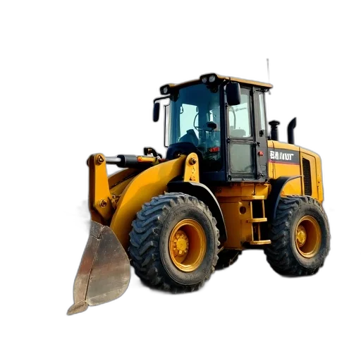 weapon, animal, photorealistic, 3d render, yellow, bulldozer, black, cab transparent PNG cut-out