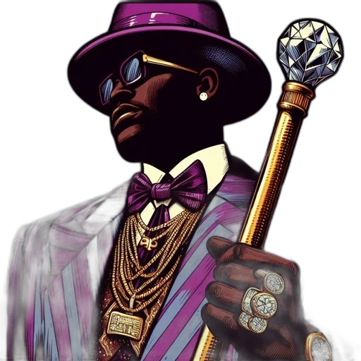staff, weapon, hat, jewelry, concept art, cartoon, vaporwave, pixel art transparent PNG cut-out