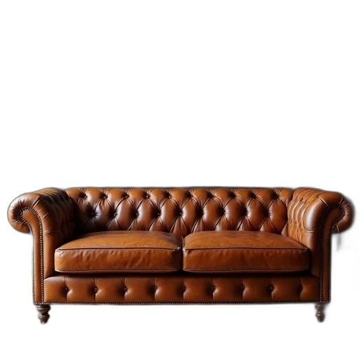 furniture, crown, staff, 3d render, photorealistic, tufted, leather, chesterfield transparent PNG cut-out