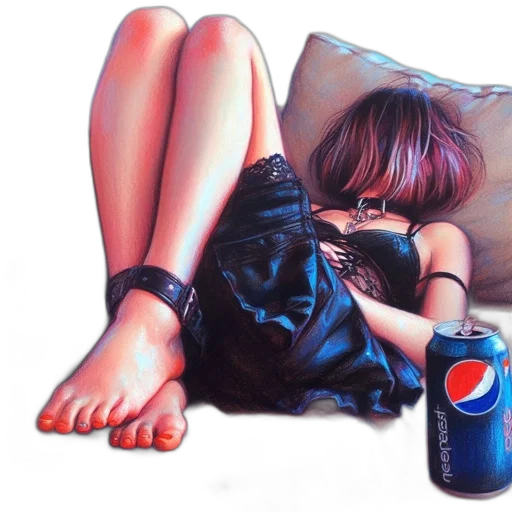 bottle, dress, food, shoes, oil painting, photorealistic, cyberpunk, vaporwave transparent PNG cut-out