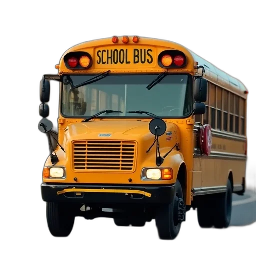 3d render, photorealistic, concept art, school, bus, sign, says, safety transparent PNG cut-out