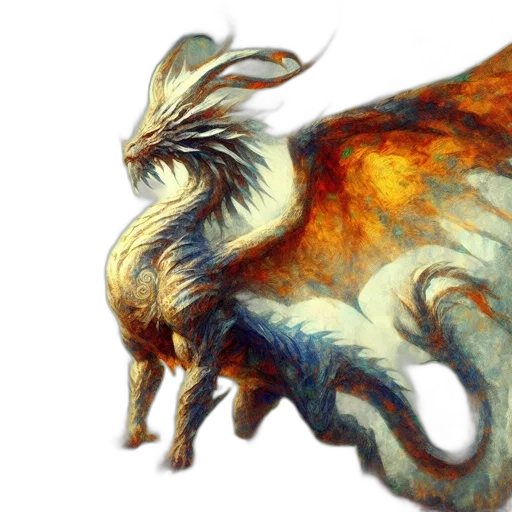 dragon, creature, animal, staff, fantasy art, concept art, watercolor, photorealistic transparent PNG cut-out