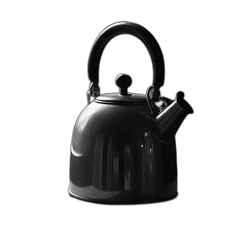 robot, weapon, 3d render, photorealistic, black, white, kettle, photo transparent PNG cut-out