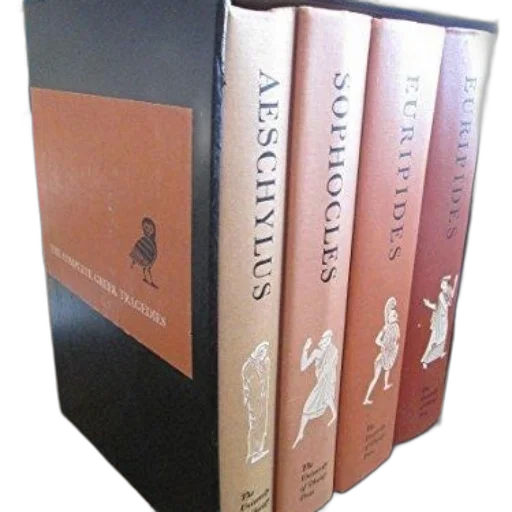 set, books, featuring, aeschylus, sophocles, euripides, black, orange transparent PNG cut-out