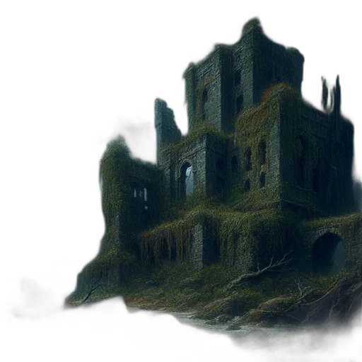building, crown, face, concept art, fantasy art, watercolor, photorealistic, fog transparent PNG cut-out