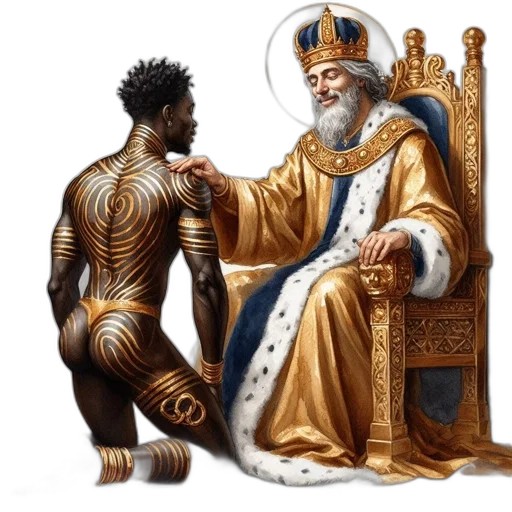 crown, concept art, fantasy art, king, sits, ornate, throne, interacting transparent PNG cut-out