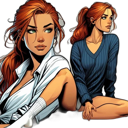 comic book art, concept art, cartoon, fantasy art, earth tones, two, illustrations, depict transparent PNG cut-out