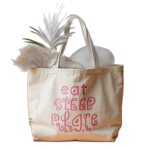 eat, sleep, play, tote, bag transparent PNG cut-out