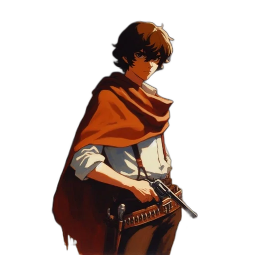 sword, staff, weapon, jacket, concept art, pixel art, comic book art, fantasy art transparent PNG cut-out