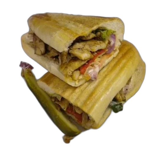 food, weapon, 3d render, delicious, sandwich, chicken, vegetables, pickle transparent PNG cut-out