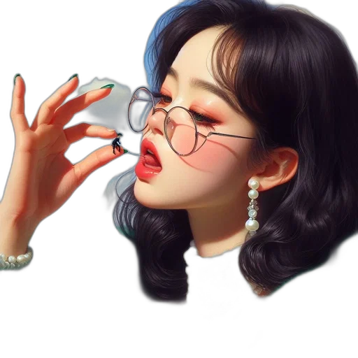 jewelry, face, photorealistic, oil painting, cartoon, vaporwave, neon lights, pastel transparent PNG cut-out