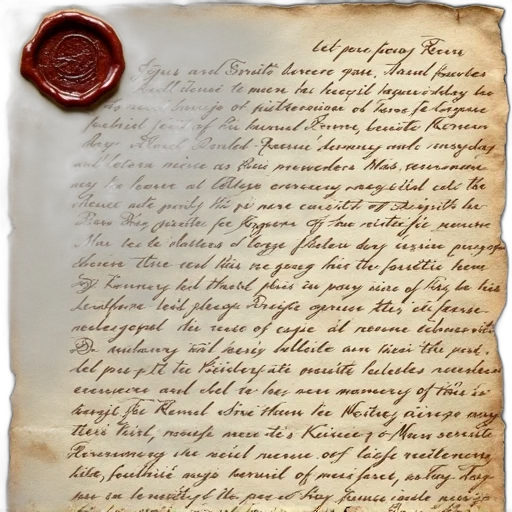 handwritten, letter, aged, paper, wax, seal, top, left transparent PNG cut-out
