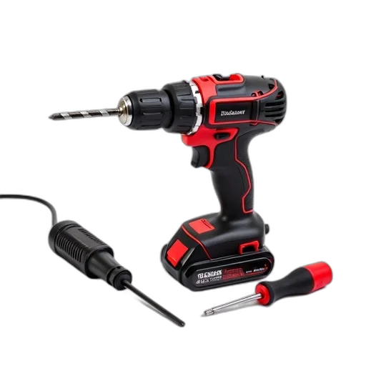 weapon, staff, robot, black, red, cordless, drill, bit transparent PNG cut-out