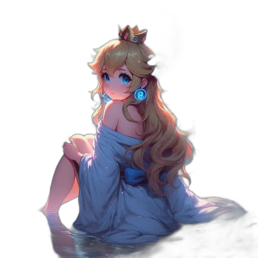 dress, crown, staff, creature, anime, pixel art, concept art, watercolor transparent PNG cut-out