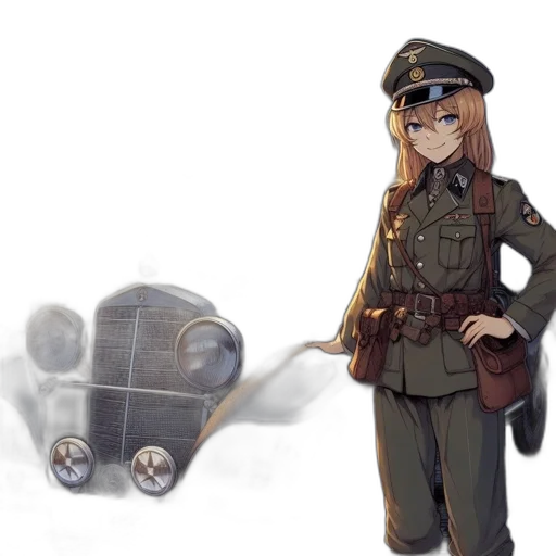 weapon, staff, hat, robot, concept art, anime, cartoon, 3d render transparent PNG cut-out