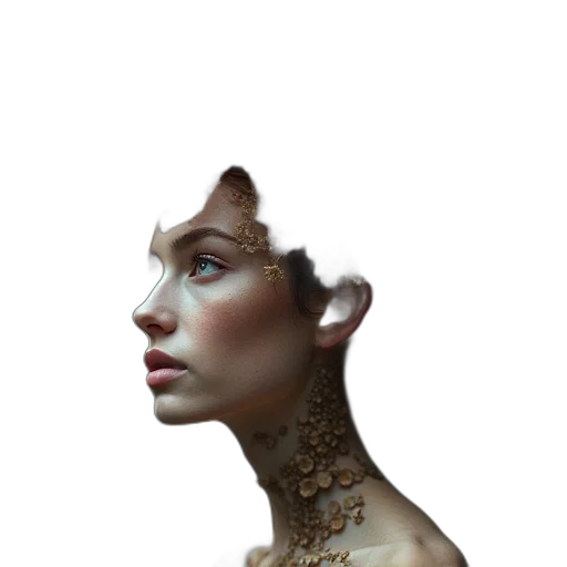 face, mask, crown, jewelry, 3d render, photorealistic, concept art, fantasy art transparent PNG cut-out