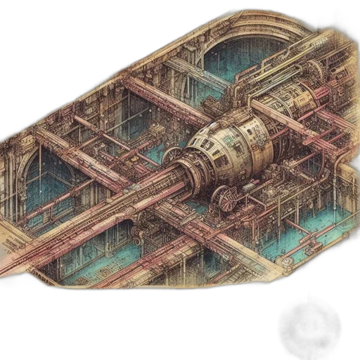 weapon, car, building, sword, concept art, 3d render, fantasy art, pixel art transparent PNG cut-out