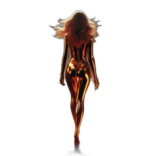hair, dress, creature, concept art, 3d render, comic book art, pixel art, golden transparent PNG cut-out