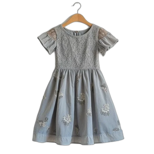 dress, monochrome, gray, white, floral, lace, chiffon, short transparent PNG cut-out