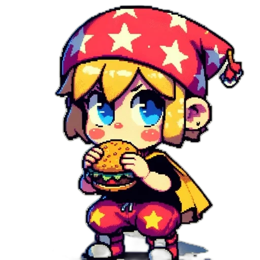 food, hat, weapon, pixel art, watercolor, concept art, vaporwave, red transparent PNG cut-out