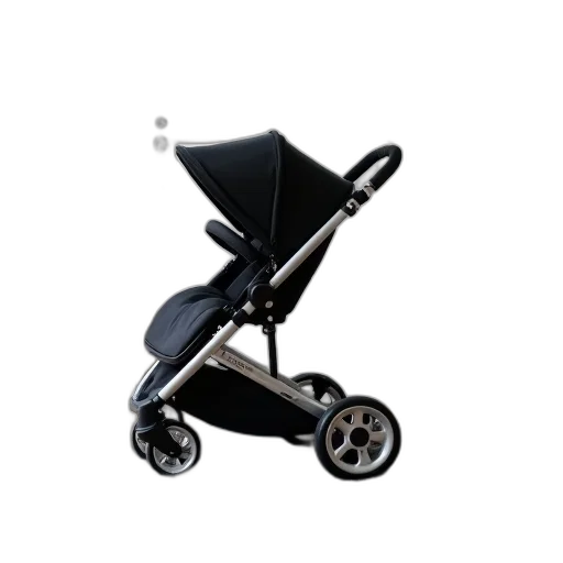 black, stroller, canopy, parked, grey, rug, has, silver transparent PNG cut-out