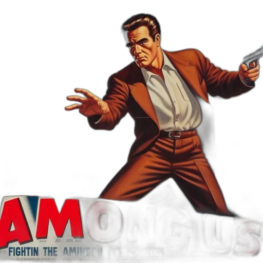 jacket, weapon, comic book art, concept art, cartoon, vintage, film, poster transparent PNG cut-out