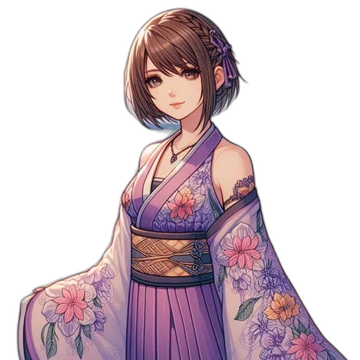 dress, staff, flower, face, pixel art, concept art, fantasy art, anime transparent PNG cut-out