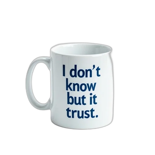 staff, 3d render, white, coffee, mug, blue, text, reads transparent PNG cut-out