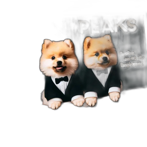 animal, 3d render, photorealistic, concept art, oil painting, two, golden-furred, dogs transparent PNG cut-out