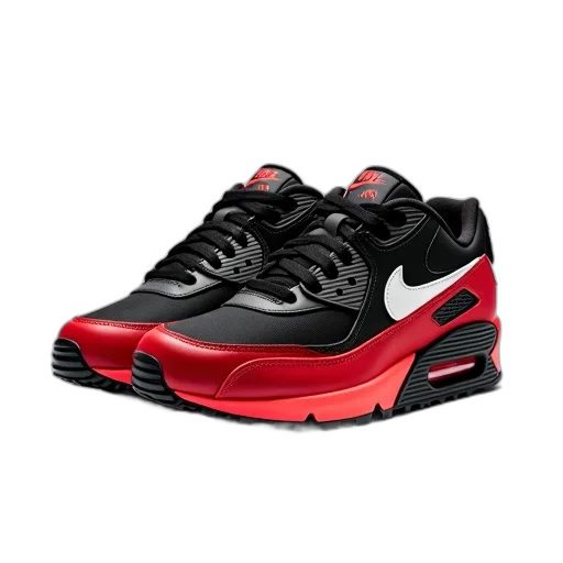 shoes, 3d render, black, red, nike, air, max, sneaker transparent PNG cut-out