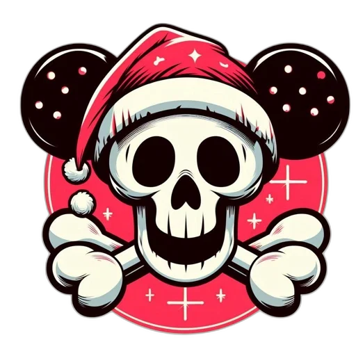 cartoon, pixel art, unconventional, christmas, theme, combines, stylized, skull transparent PNG cut-out
