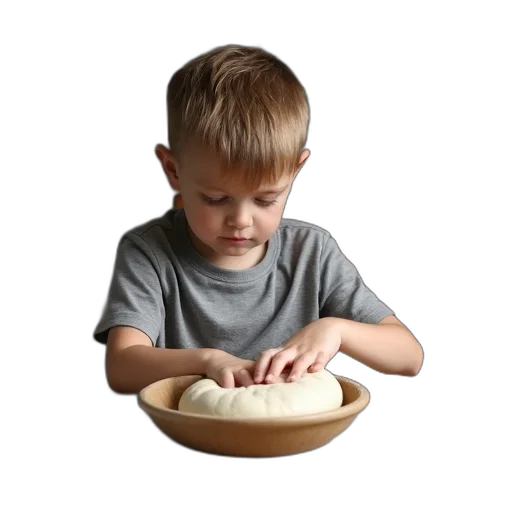 food, mask, young, boy, sitting, wooden, dining, table transparent PNG cut-out
