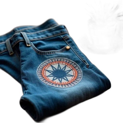 jacket, 3d render, pair, blue, jeans, patterned, fabric, patch transparent PNG cut-out