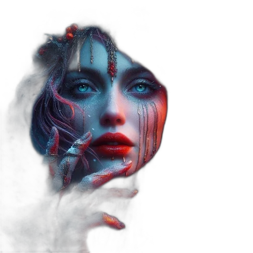 mask, face, photorealistic, concept art, cyberpunk, fantasy art, outer space, fire transparent PNG cut-out