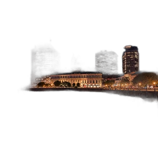building, concept art, photorealistic, 3d render, pixel art, city street, night, royal transparent PNG cut-out