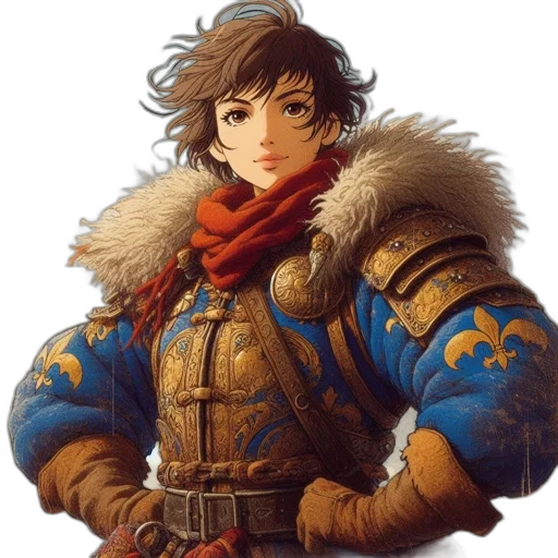 jacket, sword, face, weapon, fantasy art, concept art, pixel art, watercolor transparent PNG cut-out