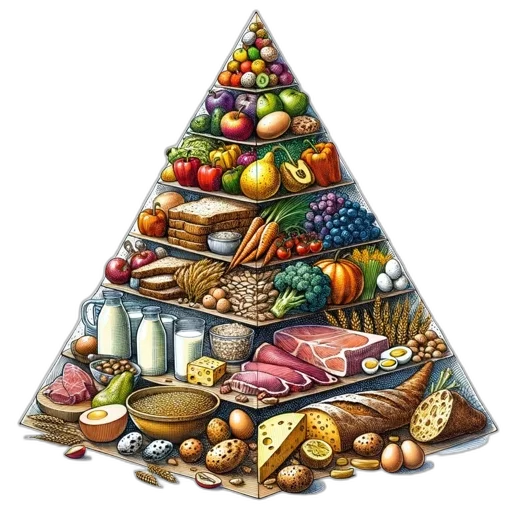 food, jewelry, pixel art, photorealistic, pyramid-shaped, illustration, showcases, colorful transparent PNG cut-out