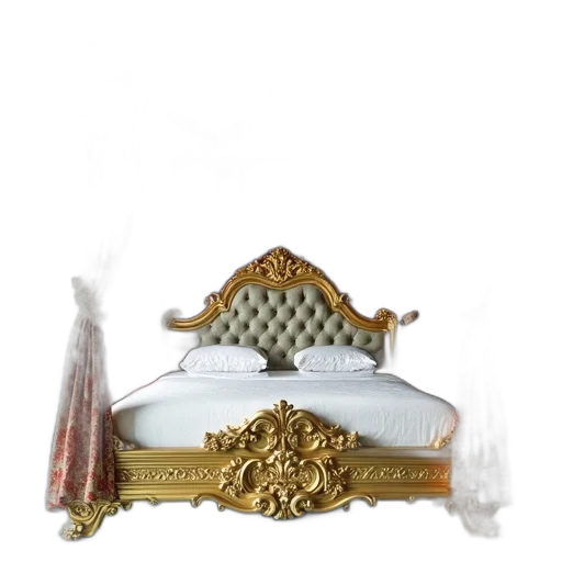 crown, furniture, jewelry, staff, 3d render, luxurious, ornate, bed transparent PNG cut-out